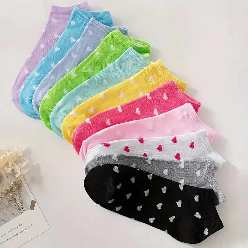 10/15/20/30/40/par de calcetines con estampado de corazones, calcetines tobilleros de color caramelo para el Día de San Valentín, medias y calcetería para mujer