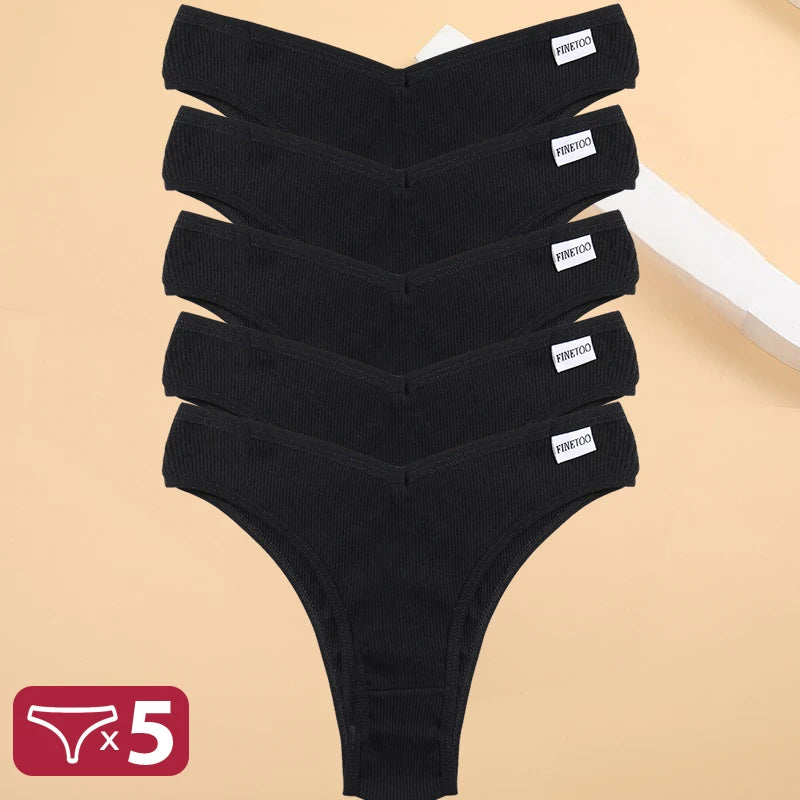 5 unids/set de bragas de lencería de algodón, ropa interior Sexy para mujer, Tangas, calzoncillos femeninos, bragas tipo Tanga, Bikini sólido de 13 colores