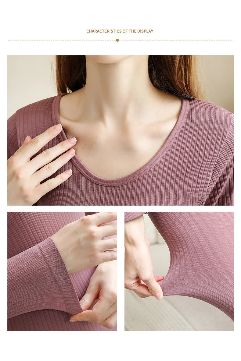 1 Juego de ropa interior térmica cálida, ropa íntima sexi para mujer, Calzoncillos largos con forma de mujer, ropa moldeadora térmica de cuello medio para mujer