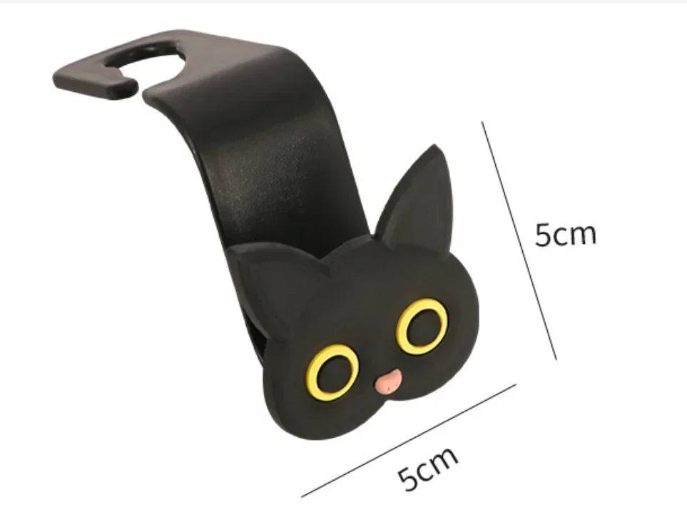 Lindo gancho para reposacabezas de asiento de coche con diseño de gato de dibujos animados en 3D, organizador Universal de almacenamiento de vehículos para bolsos, carteras y chaquetas, lindo Ca