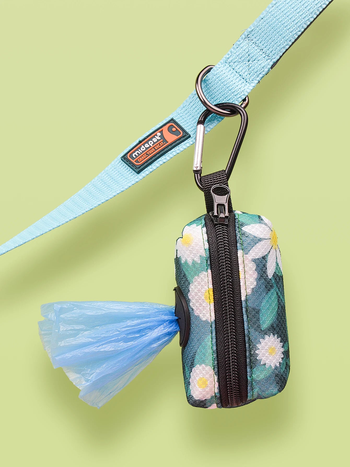 Dispensador de soporte para bolsa de excrementos de mascotas, diseño bonito con estampado abstracto, sin bolsa y correas para excrementos, se puede conectar con cualquier correa para perros