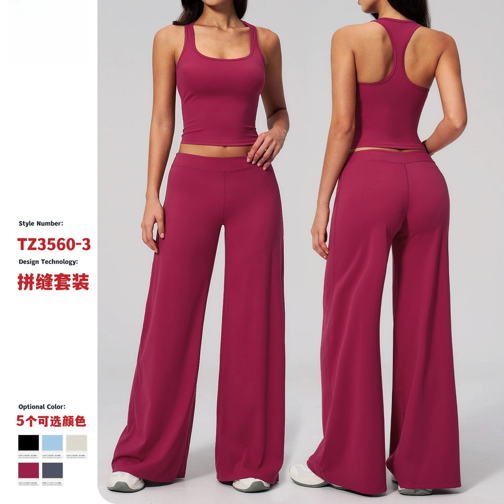 Conjunto Deportivo de Yoga para Mujer, Conjunto de Dos Piezas, Pantalones y Top, Ropa Deportiva para Gimnasio, Yoga y Entrenamiento