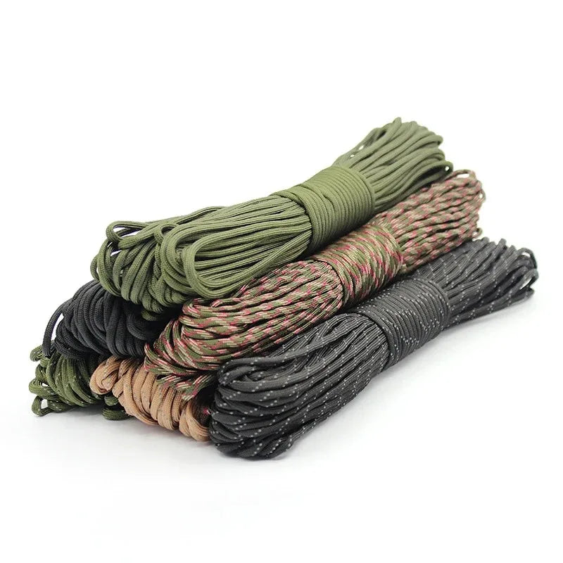 Cuerda Paracord de 7 núcleos 550, 5 15 30 M de diámetro, cordón de 4mm para acampar al aire libre, cordón de supervivencia, paracaídas, accesorios para tienda de senderismo