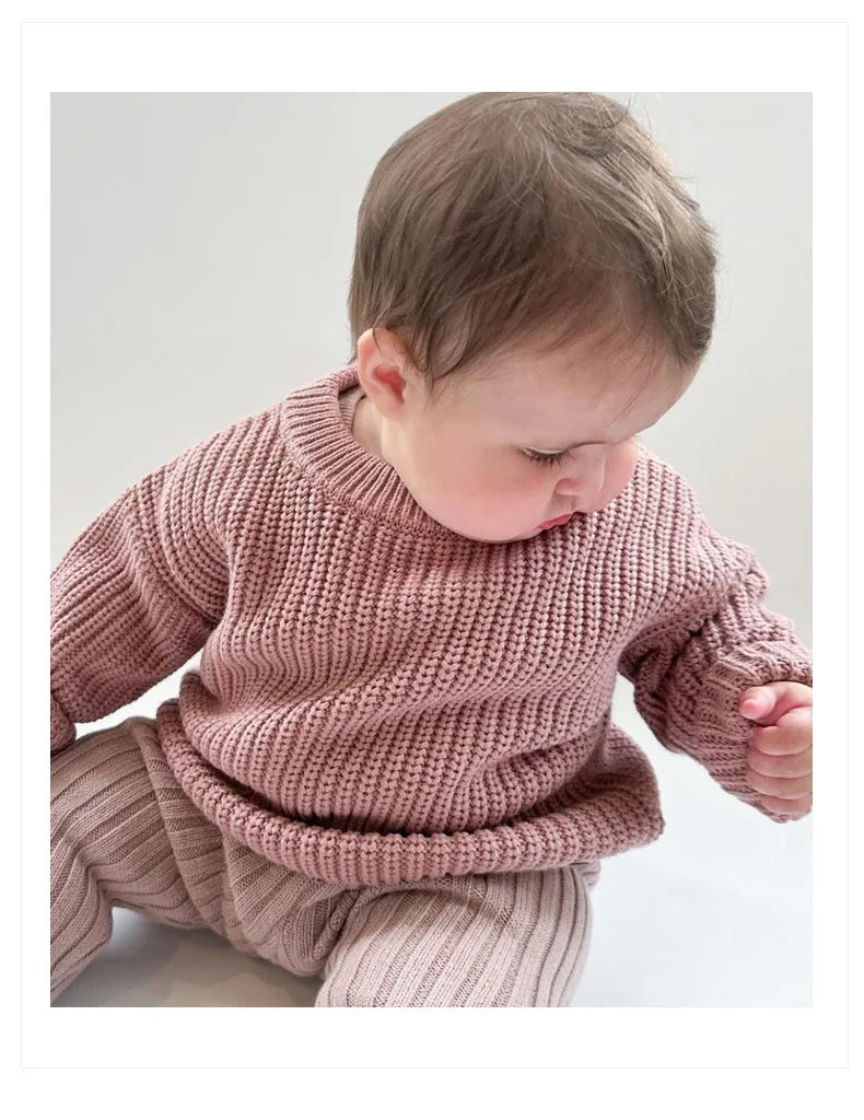Suéteres de bebé Otoño Invierno niños niñas de manga larga suéter de punto de Color puro bebé niños niñas suéter suéteres ropa