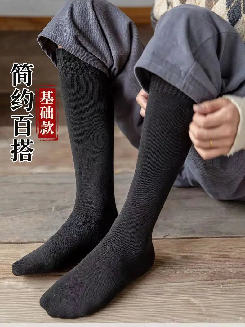 Calcetines largos hasta la rodilla de invierno para hombre, medias de lana que mantienen el calor más largas, calcetines de compresión de felpa para invierno, cubierta gruesa de algodón, regalo Sokken para pantorrilla