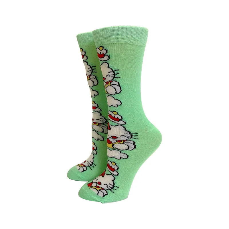 Anime nueva moda colorido divertido feliz Casual calcetines largos de mujer vestido Harajuku lindo gato de dibujos animados creativo hombres calcetines tamaño 35-44