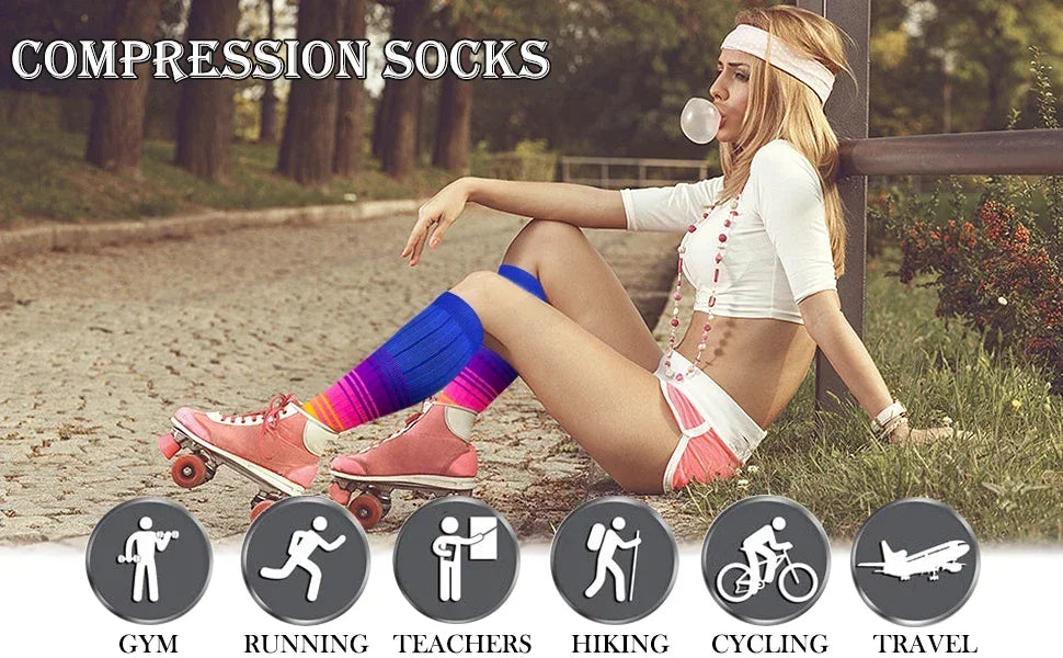 Nuevos calcetines de compresión deportivos para venas varicosas, calcetines médicos de nailon para enfermería, aptos para correr, saltar, antifatiga