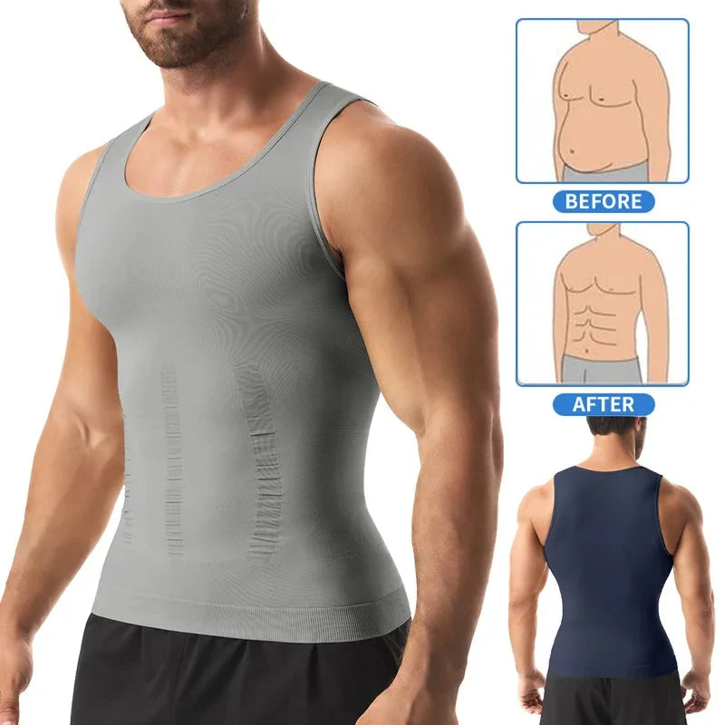 Camiseta de Compresión para Hombre, Chaleco Moldeador, Ropa Interior Reductora, Camiseta sin Mangas