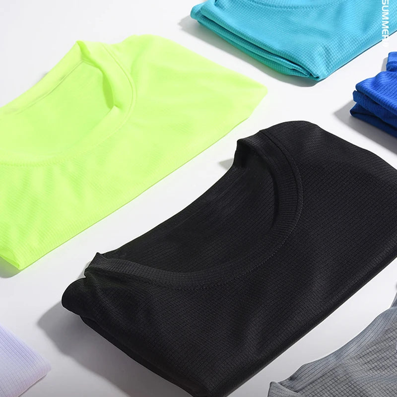 Camisetas de culturismo para correr de secado rápido para hombre, camiseta deportiva para gimnasio, camisetas de manga corta para Fitness, camiseta de gran tamaño, verano