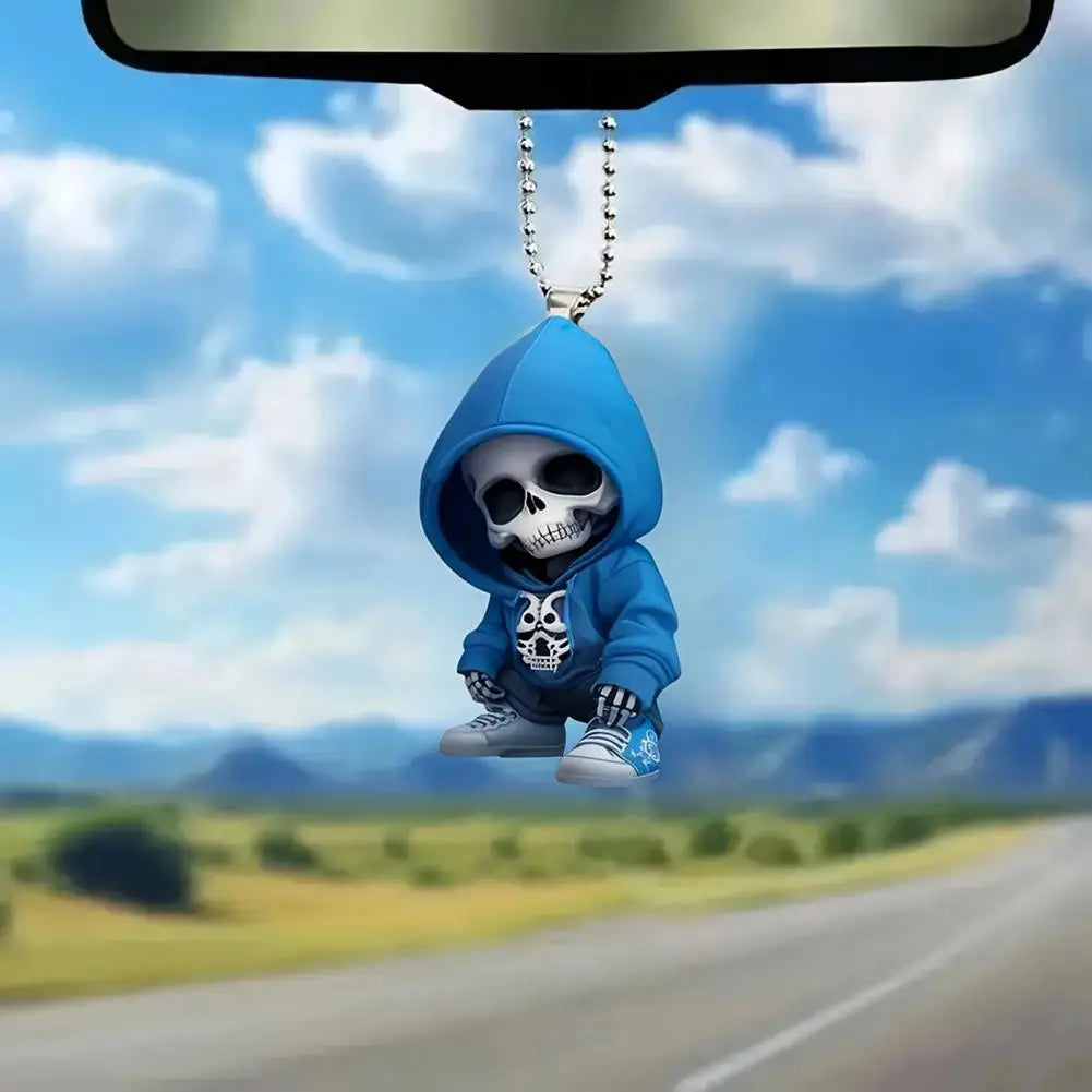 Decoración de calavera colgante, adorno ligero para perro, decoraciones colgantes acrílicas únicas para árbol de Navidad, espejo retrovisor de coche