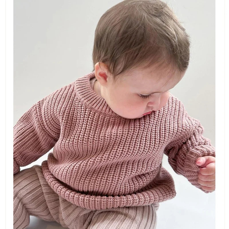 Suéteres de bebé Otoño Invierno niños niñas de manga larga suéter de punto de Color puro bebé niños niñas suéter suéteres ropa