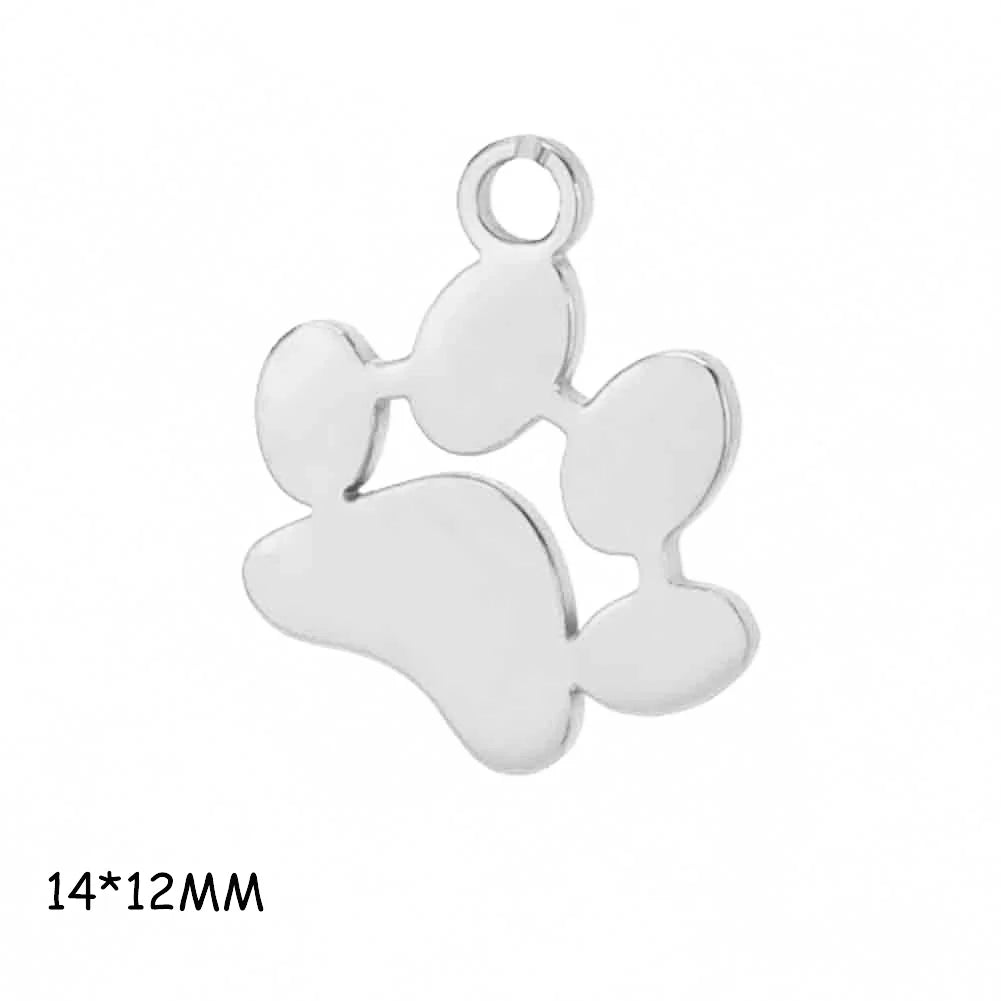 Cazador-abalorios de acero inoxidable con huella de pata de perro y gato, para hacer joyería DIY, bonito colgante de Animal para pulsera, pendientes y collar