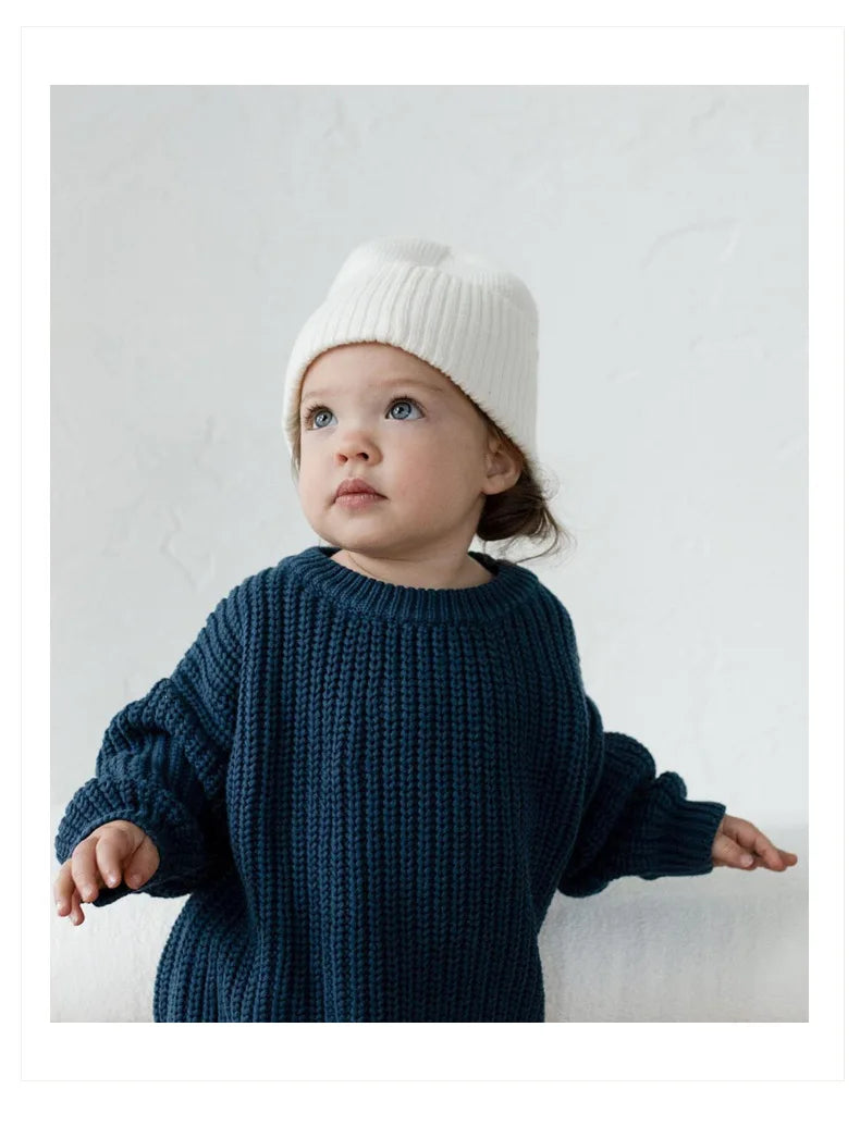 Suéteres de bebé Otoño Invierno niños niñas de manga larga suéter de punto de Color puro bebé niños niñas suéter suéteres ropa