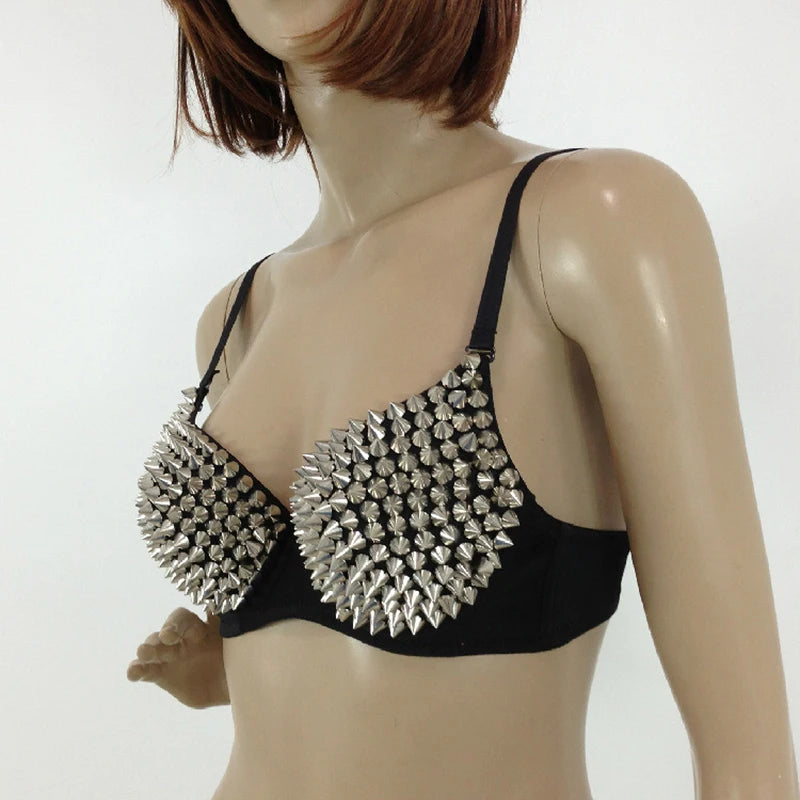 Nueva lencería Sexy, ropa interior, sujetadores para mujer, sujetador Steampunk con tachuelas, Top, sujetador inalámbrico, Tops de moda para fiesta y Club, ropa interior femenina