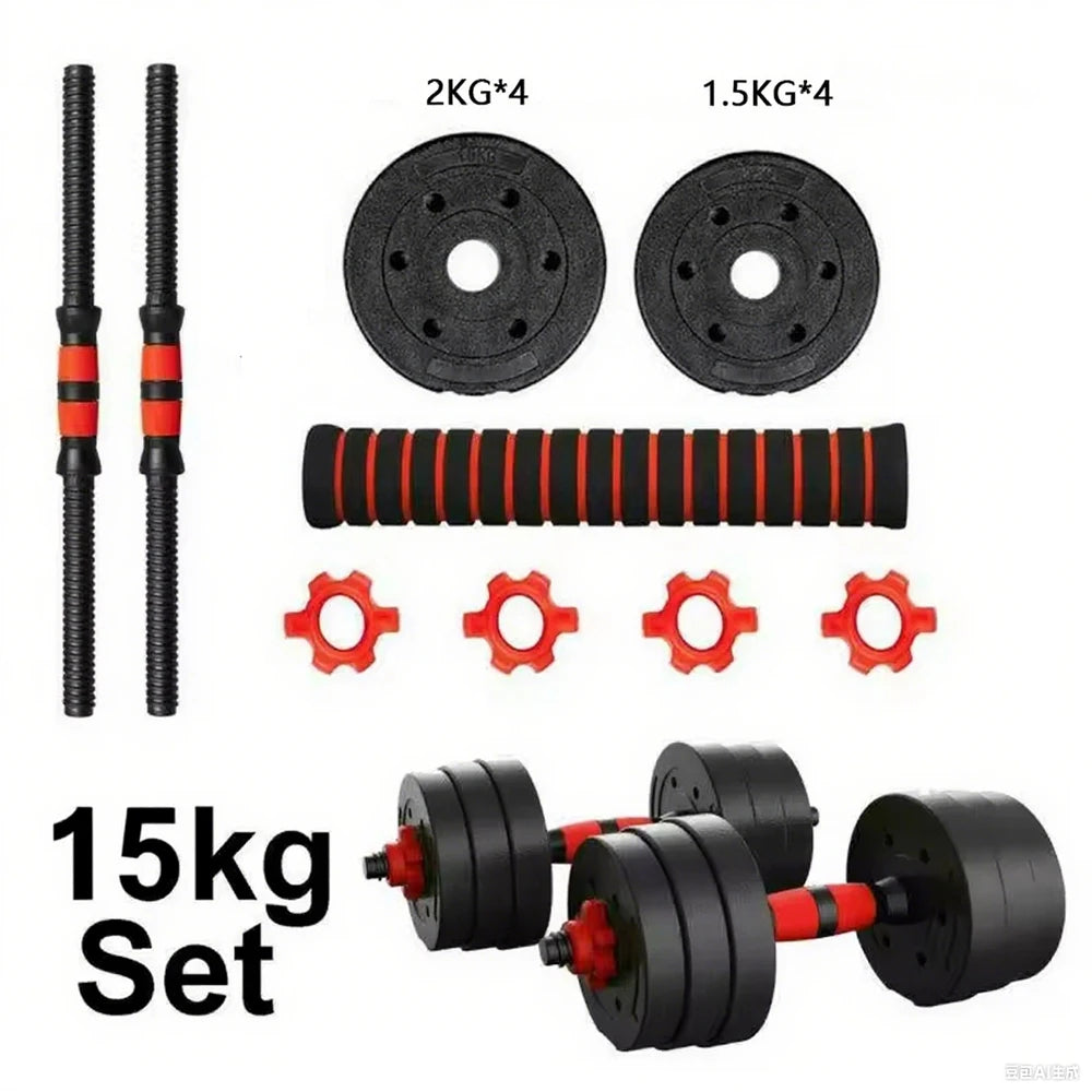 Juego de mancuernas y barra ajustables, pesas de 10 kg, 15 kg, 20 kg, 30 kg, 40 kg, 50 kg, mancuernas para gimnasio y hogar, aptas para hombres