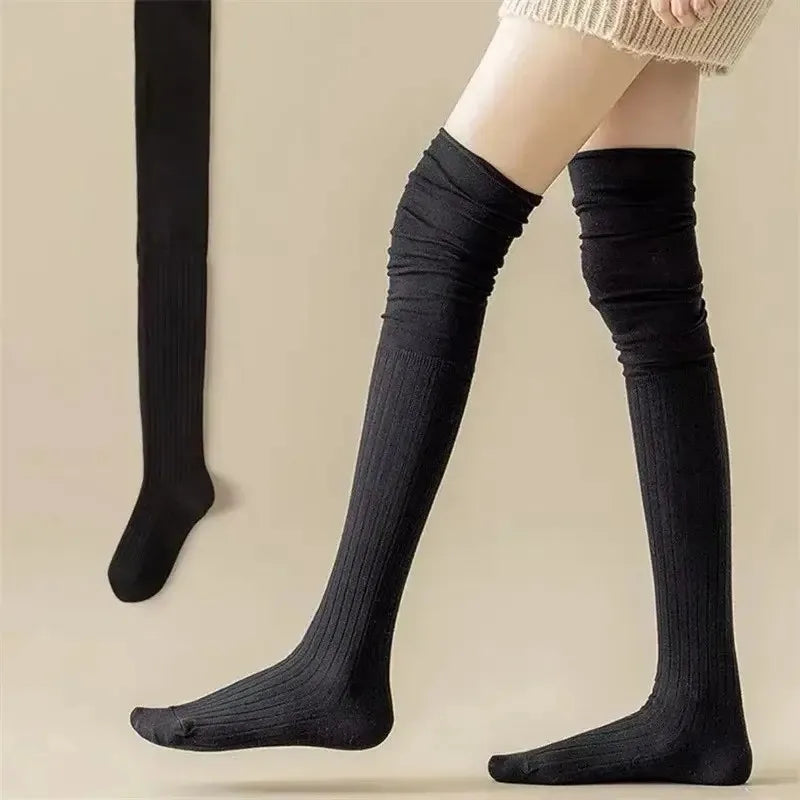 1/4 pares de calcetines hasta la rodilla de Color sólido para mujer, calcetines de Botas Largas informales de alta elasticidad, transpirables, cómodos, adecuados para todas las estaciones