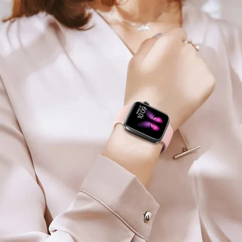 Correa de silicona para Apple Watch, 46mm, 44mm, 45mm, 40mm, 41mm, 42-38mm, 49mm, pulsera deportiva iwatch series 11 10 9 8 7 6 5 SE Ultra3