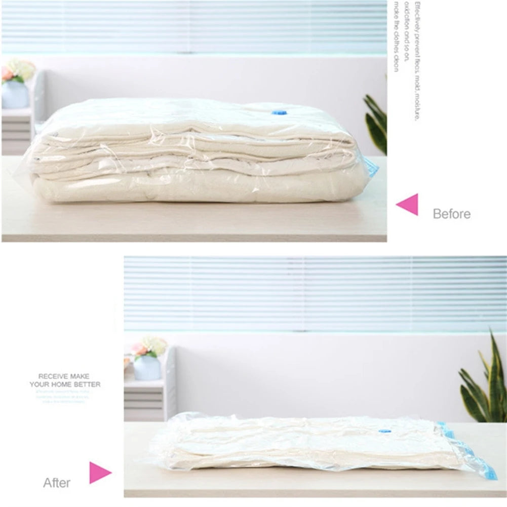 Bolsas de almacenamiento al vacío con válvula plegable comprimida, ahorro de espacio, almacenamiento de ropa de gran tamaño para toalla, manta de tela