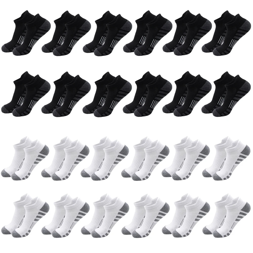 6/24 pares de calcetines deportivos tobilleros para correr, calcetines deportivos acolchados y transpirables de corte bajo para hombres y mujeres
