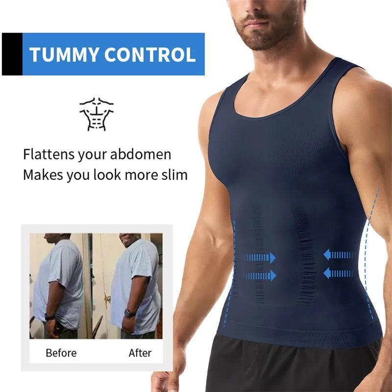 Camiseta de Compresión para Hombre, Chaleco Moldeador, Ropa Interior Reductora, Camiseta sin Mangas