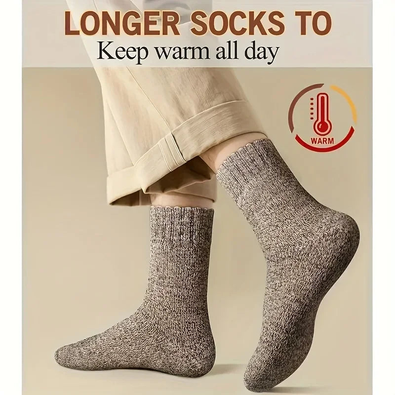 3/5 pares de calcetines cálidos para hombre, calcetines gruesos de media pantorrilla, calcetines antifrío para botas de nieve, calcetines elásticos de color sólido