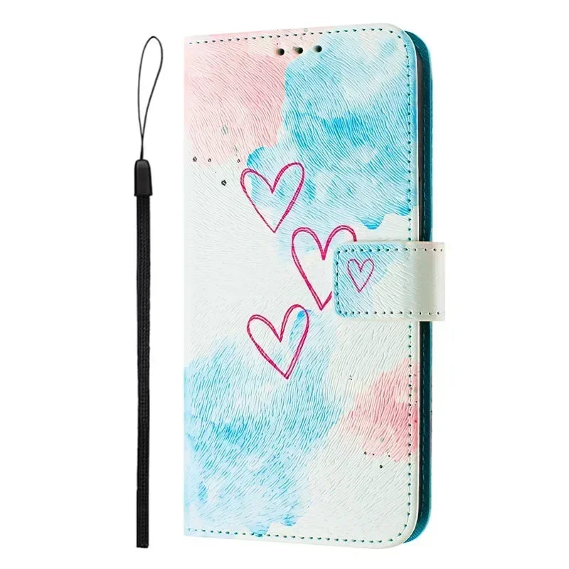 13 Funda de teléfono de cuero para iPhone 13 12 Mini 11 Pro 13Pro 12Pro Max 11Pro Coque Flip Cover Wallet fundas pintadas magnéticas gato oso