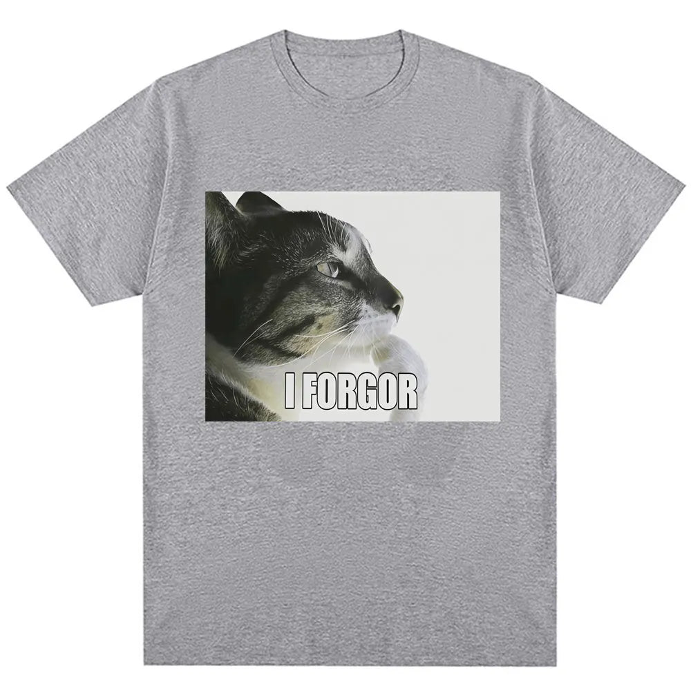 Camiseta gráfica I Forgor Funny Cat Meme para mujer, camisetas Vintage de Humor a la moda, camiseta informal, ropa de calle, regalos, camisas para mujer