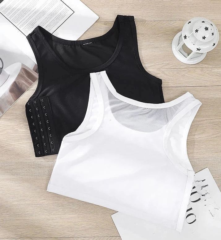 Carpeta de pecho transpirable para mujer, chaleco corto con hebilla lateral, Tops, carpeta de pecho, ropa interior, camisetas sin mangas, vendaje envolvente para el pecho inalámbrico