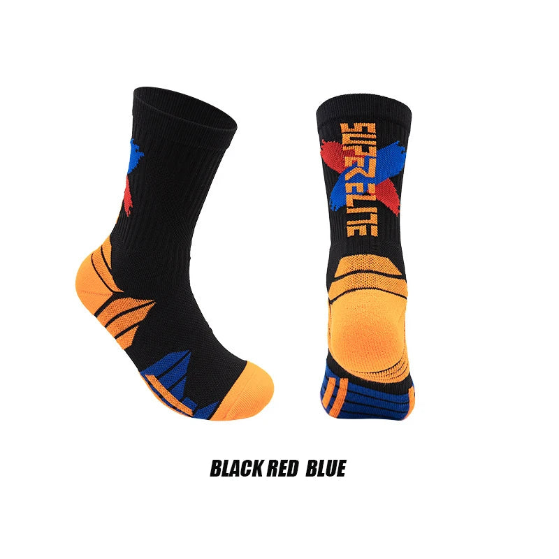 Calcetines deportivos profesionales para hombre, medias de tubo alto, con fondo grueso, absorbente de golpes, contraste de Color, Elite, 1 par