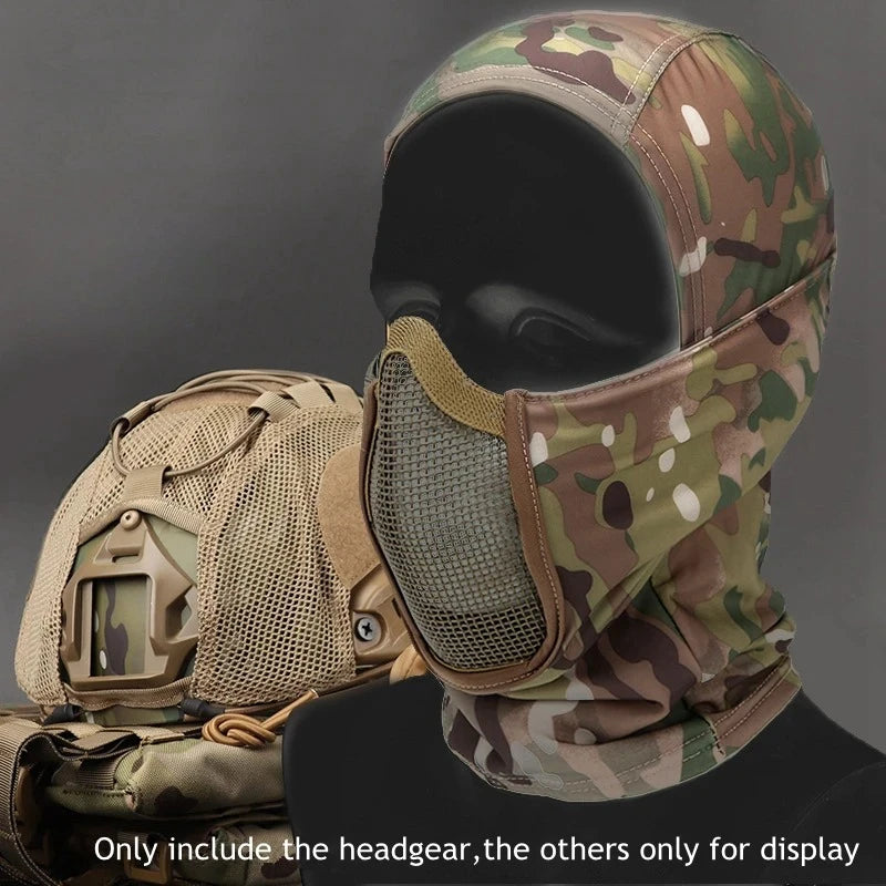 Pasamontañas Táctico de Malla para Airsoft y Paintball, Cubre Rostro Completo, Estilo Ninja, Capucha Metálica de Acero, Diseño Plegable