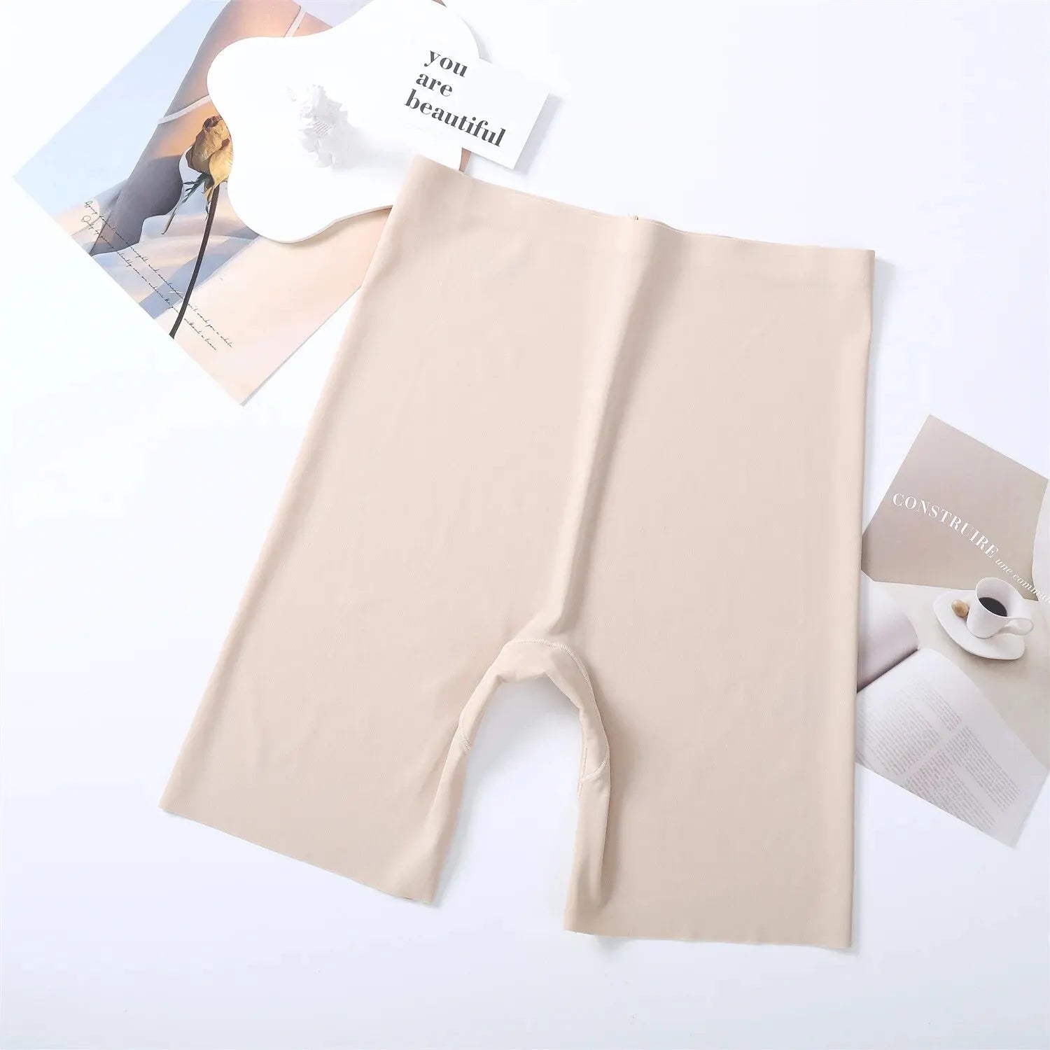 Pantalones cortos de cintura alta sin costuras para mujer, ropa interior deportiva, Bóxer, Control de barriga, elevación de cadera, seda de hielo, seguridad