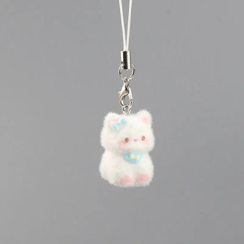 Lindo colgante de perro de resina de peluche 3D, Mini muñeca, colgante para teléfono móvil, decoración de llaves DIY, pequeño adorno artesanal