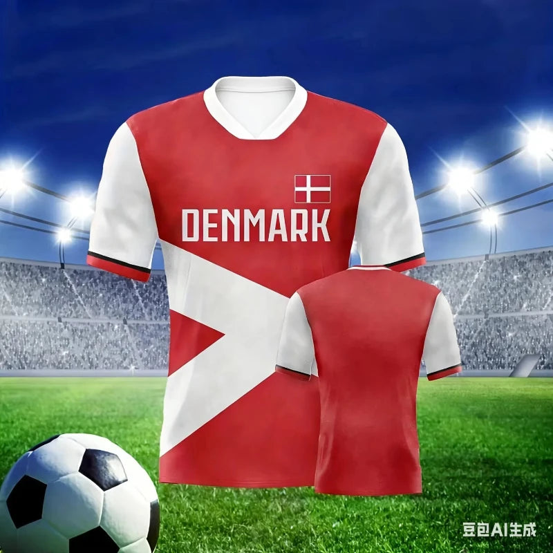 Camiseta de la UEFA Champions League |   Cuello en V y Mangas Cortas | Selección Nacional de Fútbol | Ropa de entrenamiento | Ropa Deportiva para Exteriores | Regalos Navideños