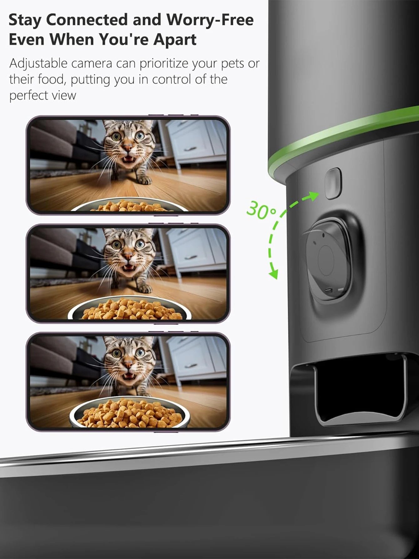 Alimentador automático para gatos, cámara inteligente para mascotas, dispensador de comida para gatos, 2,4G/5GWiFi, Control por aplicación Tuya, alimentador automático para accesorios para perros y gatos