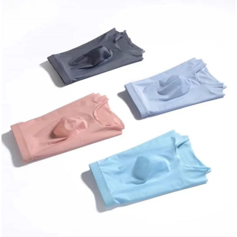 1 unidad de Boxers para hombre, pantalones cortos de seda helada, bragas para hombre, ropa interior Sexy sin costuras, calzoncillos para hombre, bragas transpirables antibacterianas para hombre