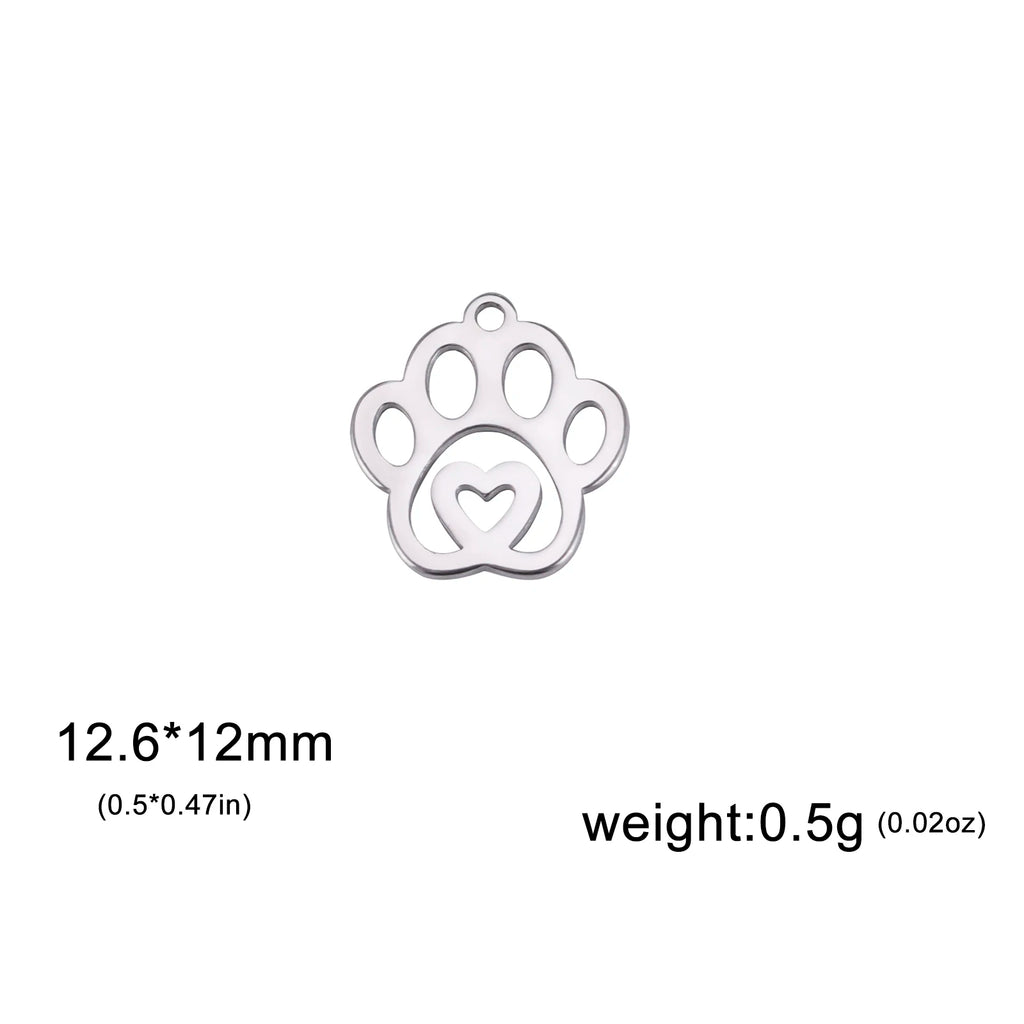 Cazador-abalorios de acero inoxidable con huella de pata de perro y gato, para hacer joyería DIY, bonito colgante de Animal para pulsera, pendientes y collar