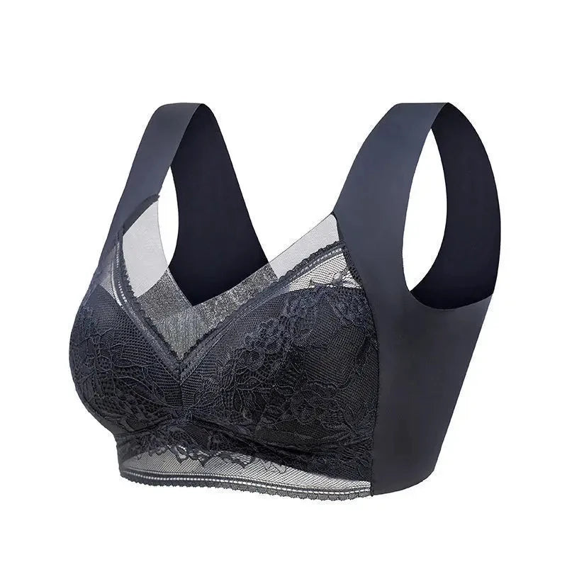 L-6L sujetador grande para mujer, Push Up de seda helada, Bralette superior sin costuras, sujetadores de encaje inalámbricos para verano, Top de talla grande, lencería, ropa interior 15019