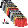 10 Uds. Boxer y calzoncillos para hombre, ropa interior de moda, Boxer y calzoncillos de alta elasticidad, pantalones cortos transpirables suaves para hombre, cómodos