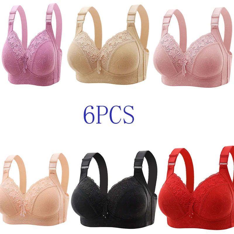 Sujetadores de encaje para mujer, Bralette con perspectiva ultrafina, sujetador con escote en V profundo, lencería Sexy, Tops de talla grande, ropa interior para mamá, sujetador activo