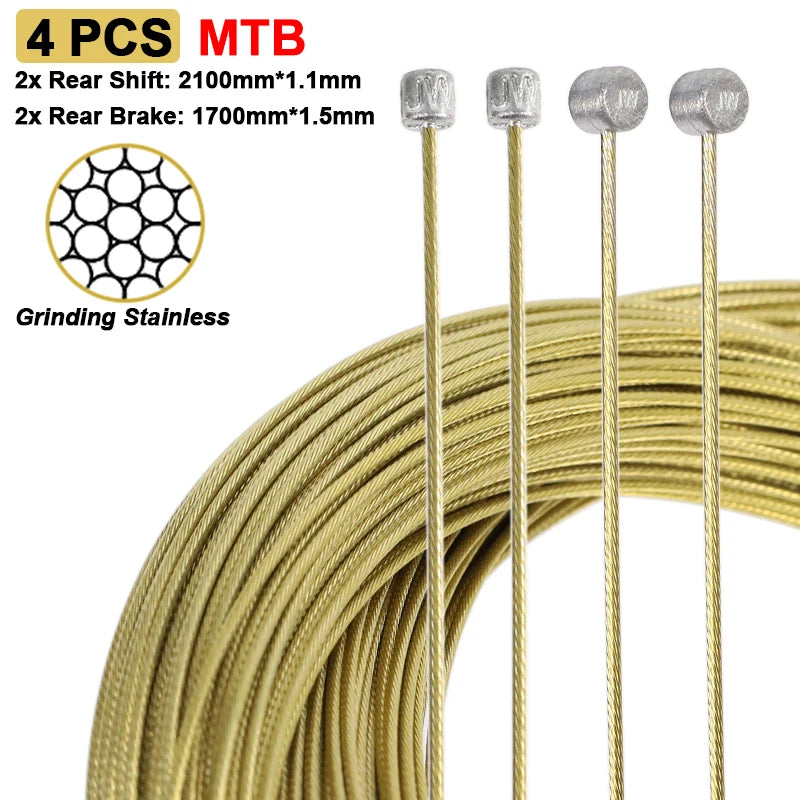 Cables de freno de palanca de cambios de bicicleta HEPPE, Cable de cambio de cambio delantero y trasero para bicicleta de montaña y carretera, juego de cables de acero inoxidable