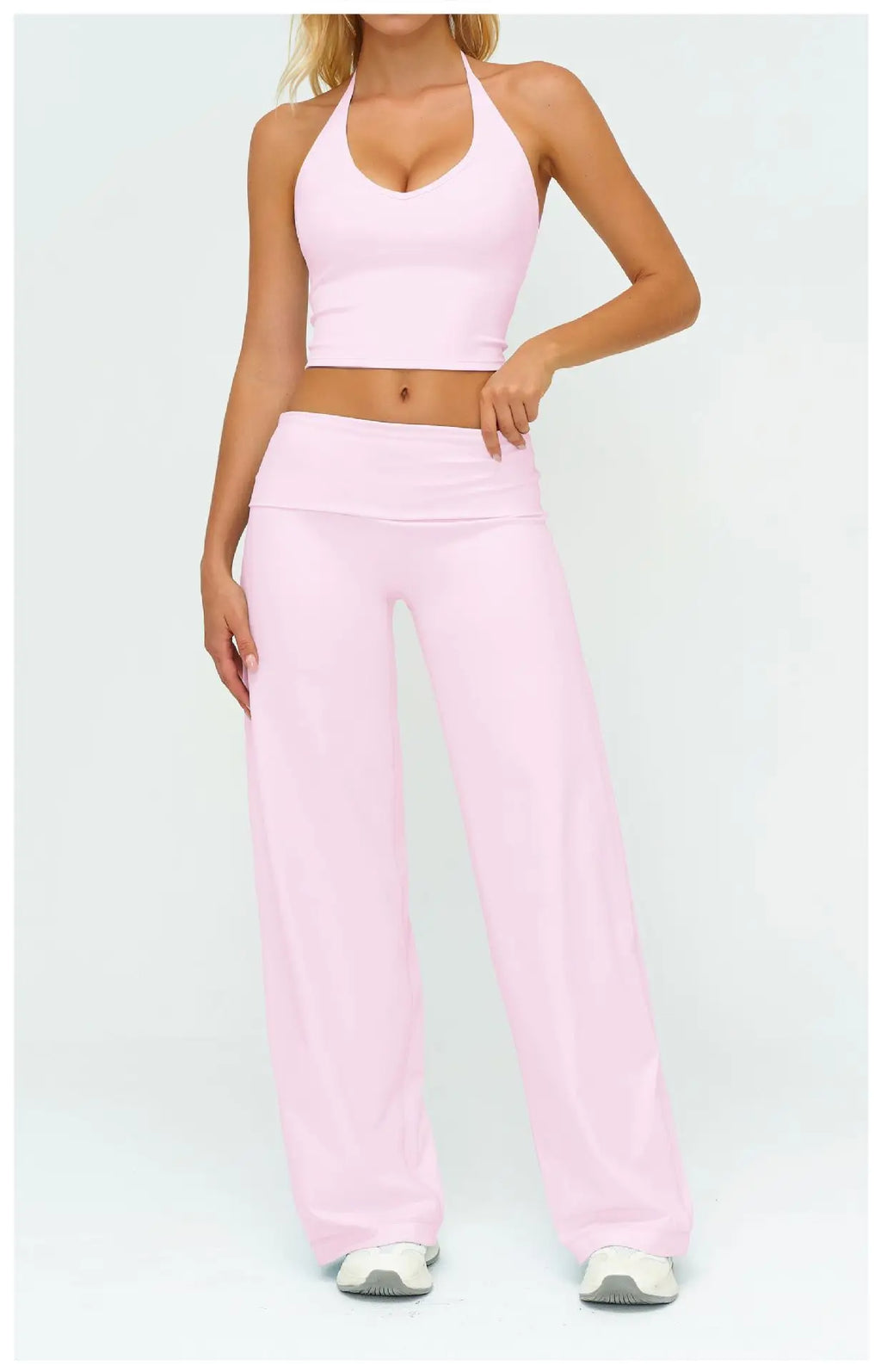 Conjunto Deportivo de Yoga para Mujer, Conjunto de Dos Piezas, Pantalones y Top, Traje Deportivo para Gimnasio, Yoga y Entrenamiento