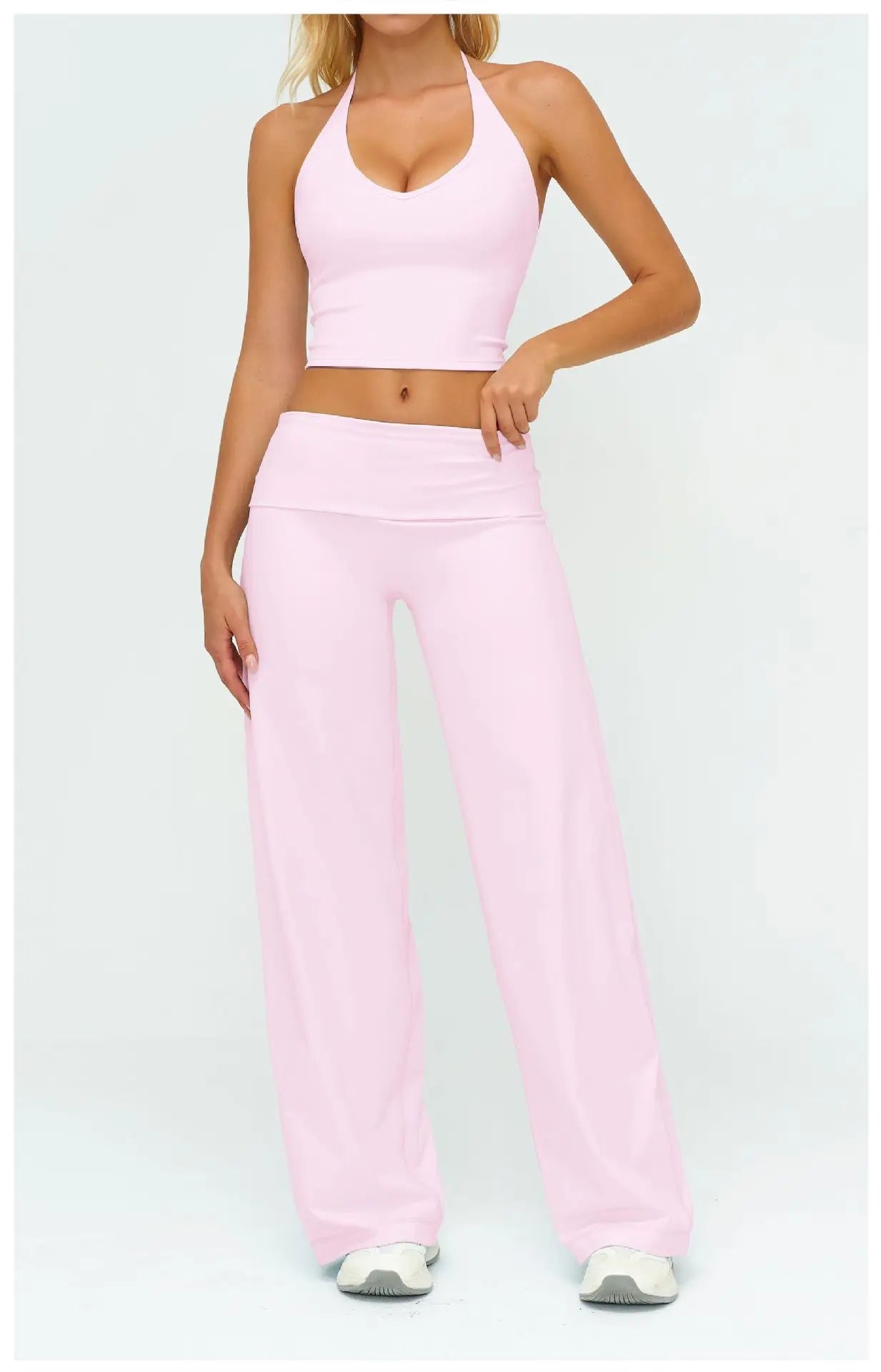 Conjunto Deportivo de Yoga para Mujer, Conjunto de Dos Piezas, Pantalones y Top, Traje Deportivo para Gimnasio, Yoga y Entrenamiento