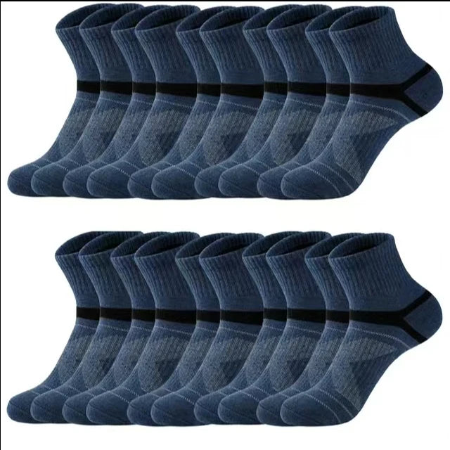 Lote de 3/5/10/20 pares de calcetines deportivos negros para hombre, calcetines informales para correr, Otoño Invierno, calcetines transpirables de alta calidad para hombre