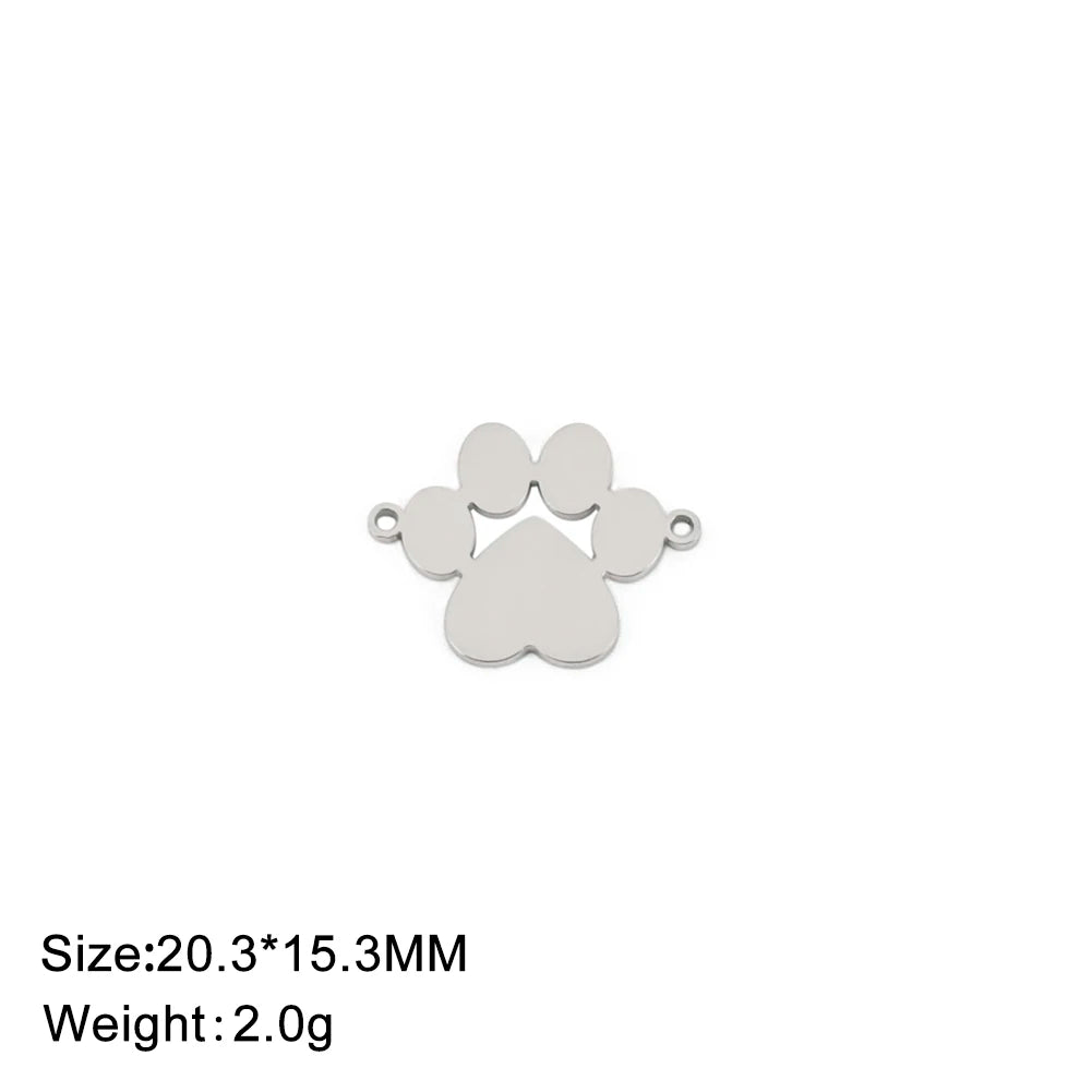 Cazador-abalorios con huella de pata de perro y gato, para fabricación de joyas, animales de acero inoxidable, 2 agujeros, colgantes DIY para pulsera y collar 2026