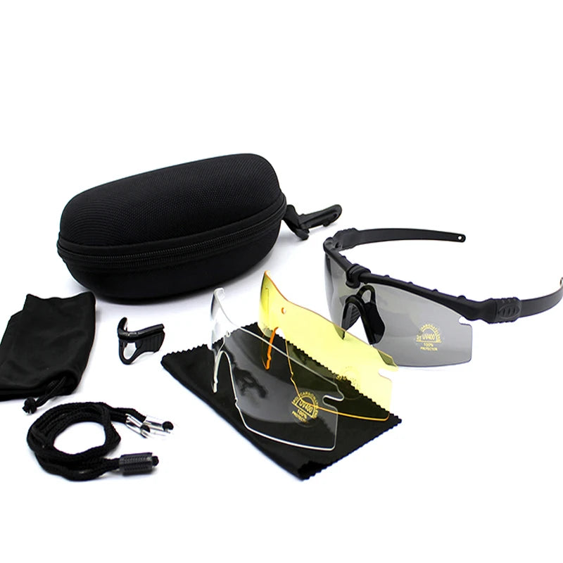 Gafas Tácticas para Exteriores con Protección UV400, Gafas de Seguridad para Tiro con Pistola de Aire, Gafas de Sol Deportivas Polarizadas para Caza