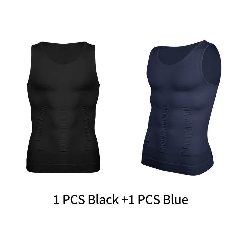Chaleco moldeador de cuerpo adelgazante para hombre, camisa Abs para Abdomen, entrenamiento de gimnasio delgado, Control de barriga, camiseta sin mangas de compresión, ropa moldeadora sin mangas