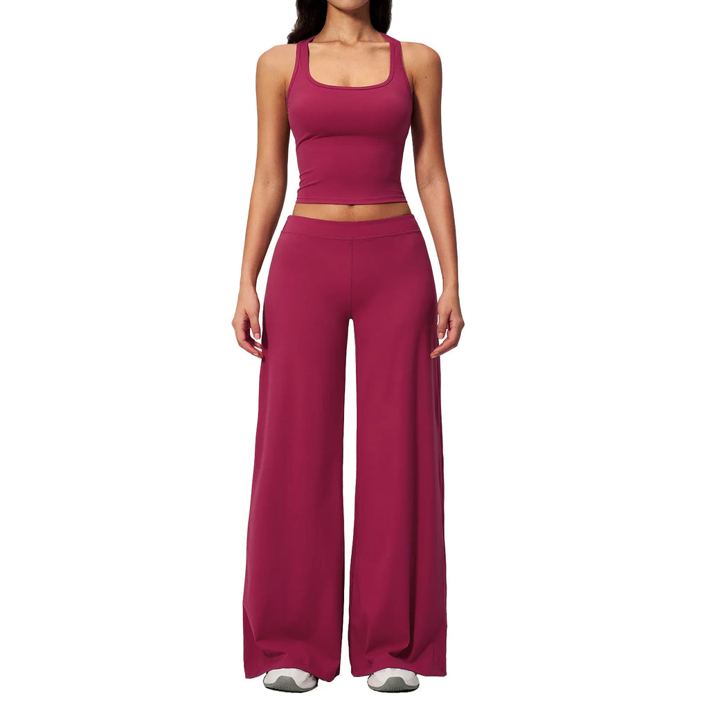 Conjunto Deportivo de Yoga para Mujer, Conjunto de Dos Piezas, Pantalones y Top, Ropa Deportiva para Gimnasio, Yoga y Entrenamiento