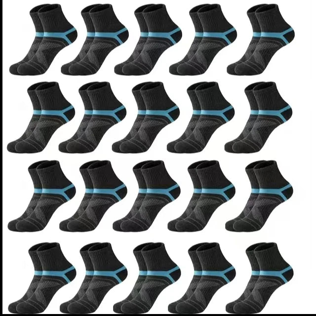 Lote de 3/5/10/20 pares de calcetines deportivos negros para hombre, calcetines informales para correr, Otoño Invierno, calcetines transpirables de alta calidad para hombre