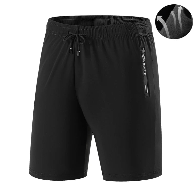 Pantalones Cortos Deportivos de Verano para Hombre, Ropa Deportiva Fresca, Pantalones Cortos Deportivos Casuales, Pantalones Cortos para Gimnasio, Entrenamiento, Correr, Color Negro y Gris