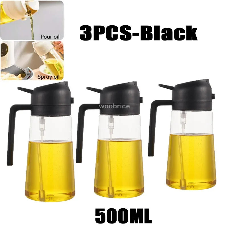 Dispensador de aceite en aerosol 2 en 1 para cocina, pulverizador de aceite o solo cepillo pulverizador para freír al aire, ensaladas, asar, cocinar en la cocina